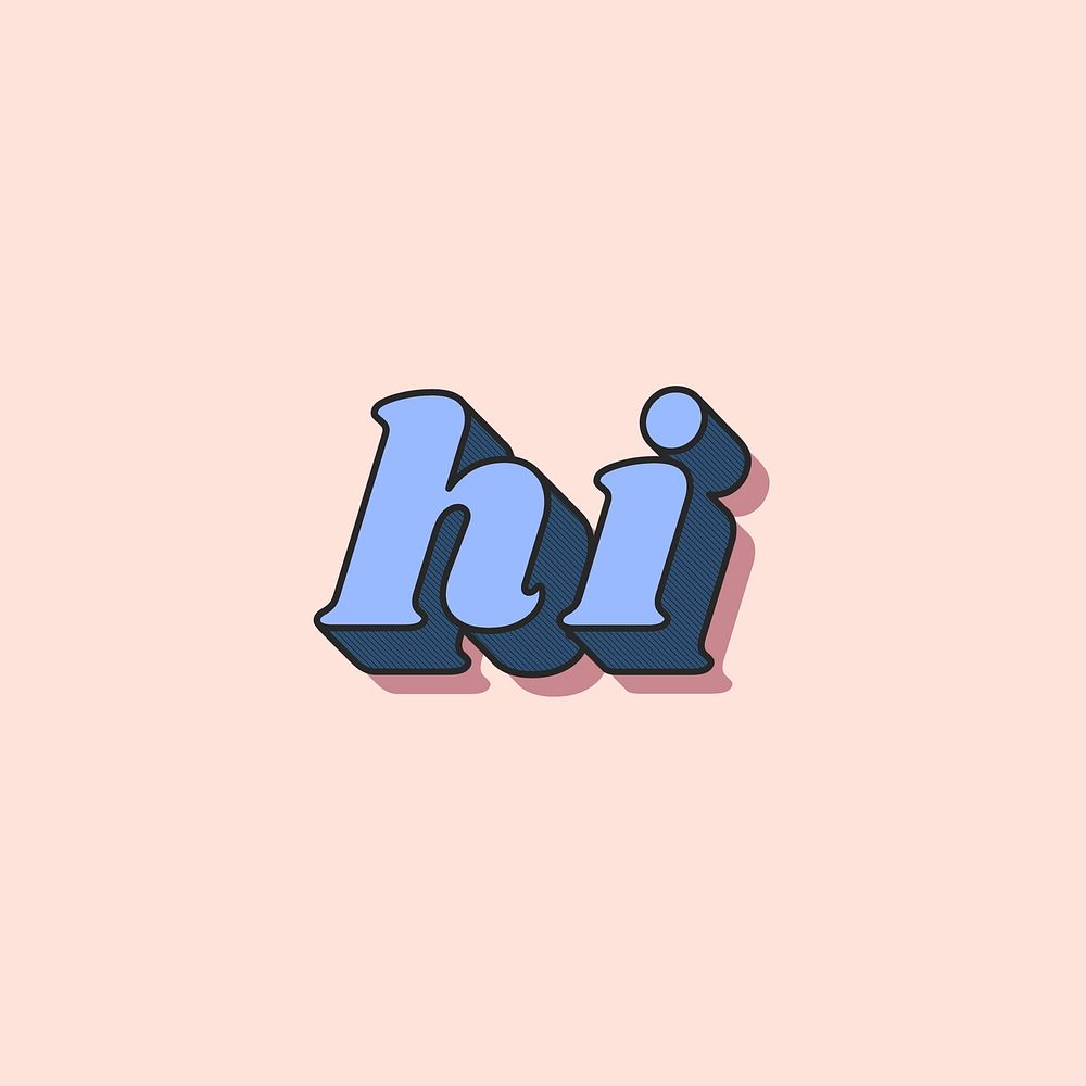 Hi lettering retro pastel shadow font