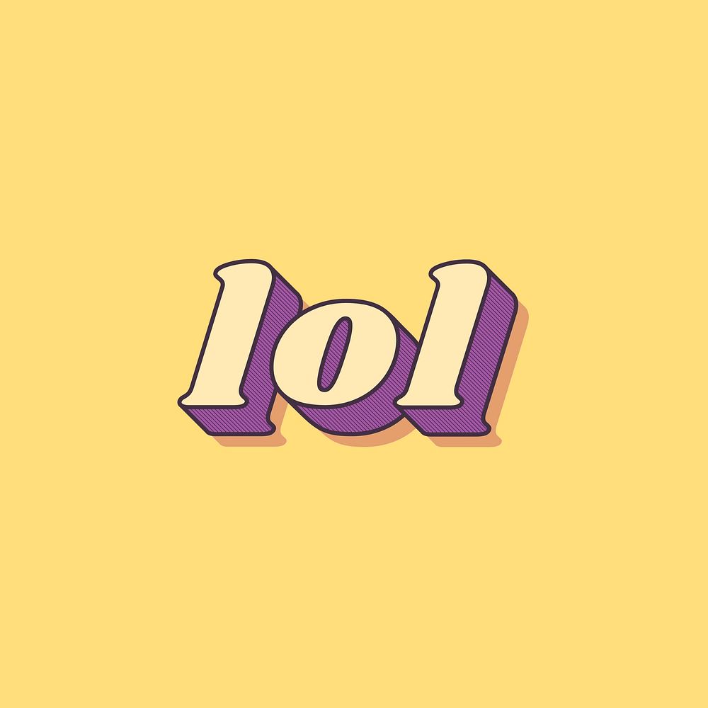 Bold LOL 3D retro lettering typography