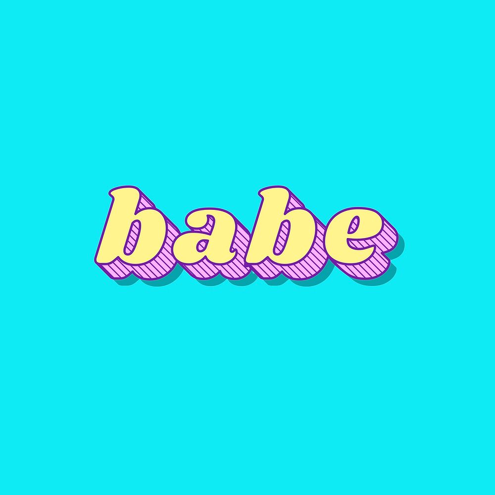 Funky style 3D babe typography illustration vector