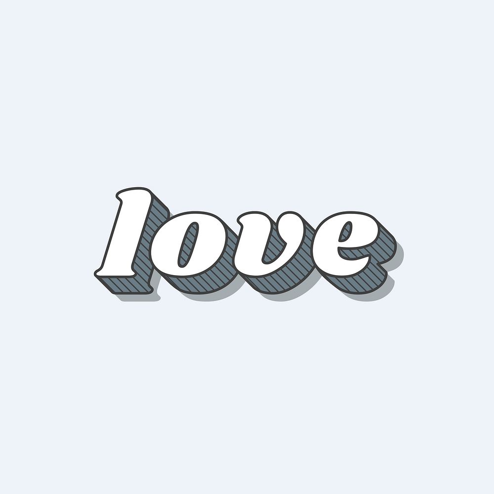 Love word retro bold lettering typography font vector