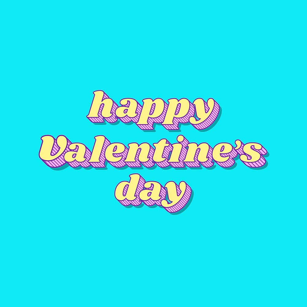 Happy valentine's day retro bold love theme font illustration