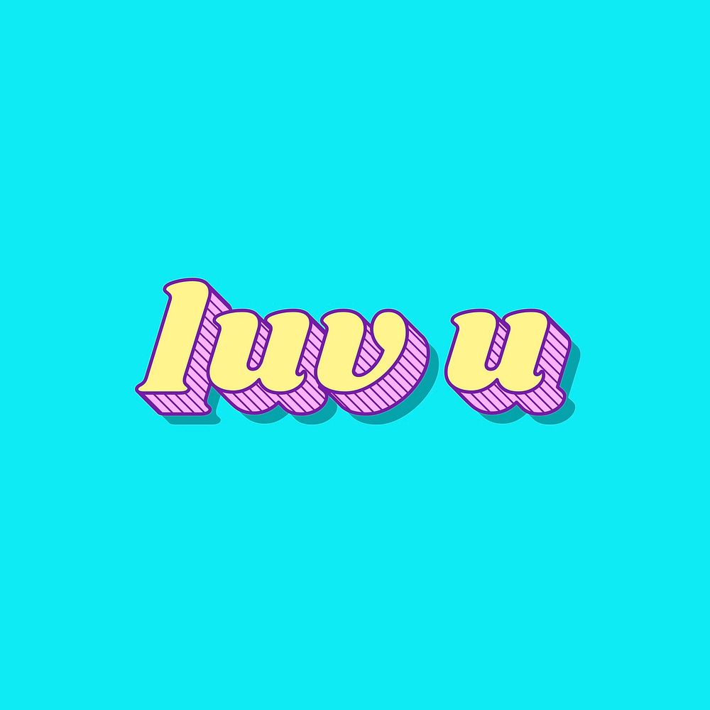 Luv u word retro bold lettering typography font vector