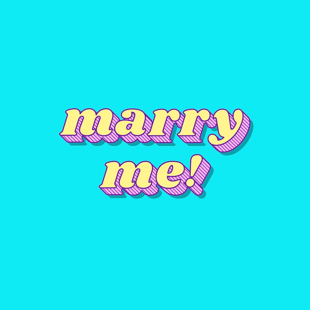 Funky bold style marry me! typography vector illustration