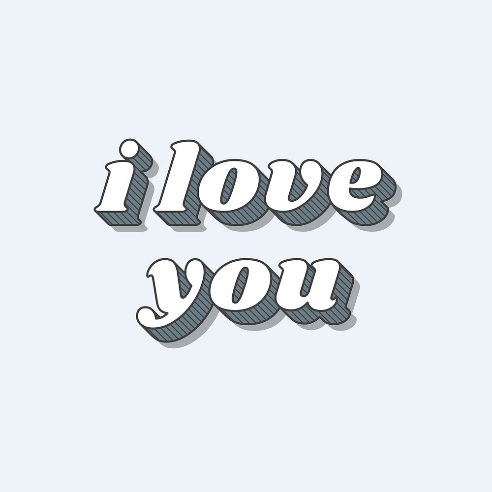 I love you funky bold calligraphy font illustration vector