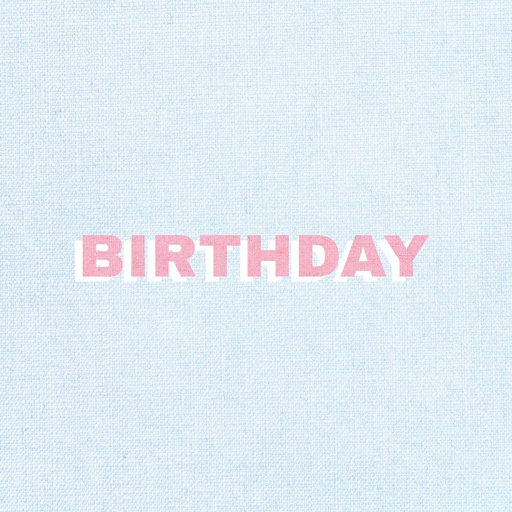 Pink birthday bold typography text