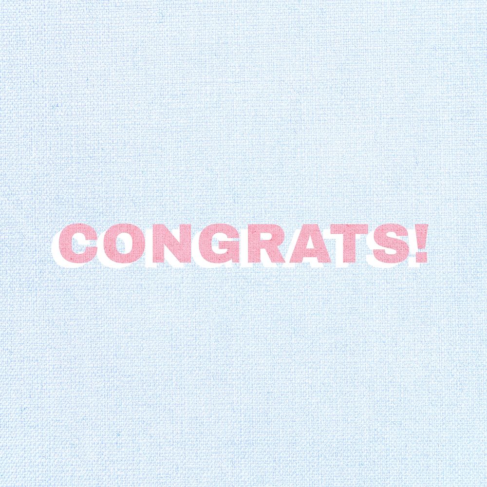 Pink congrats bold typography text