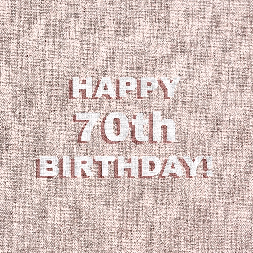 Word happy 70th birthday typography