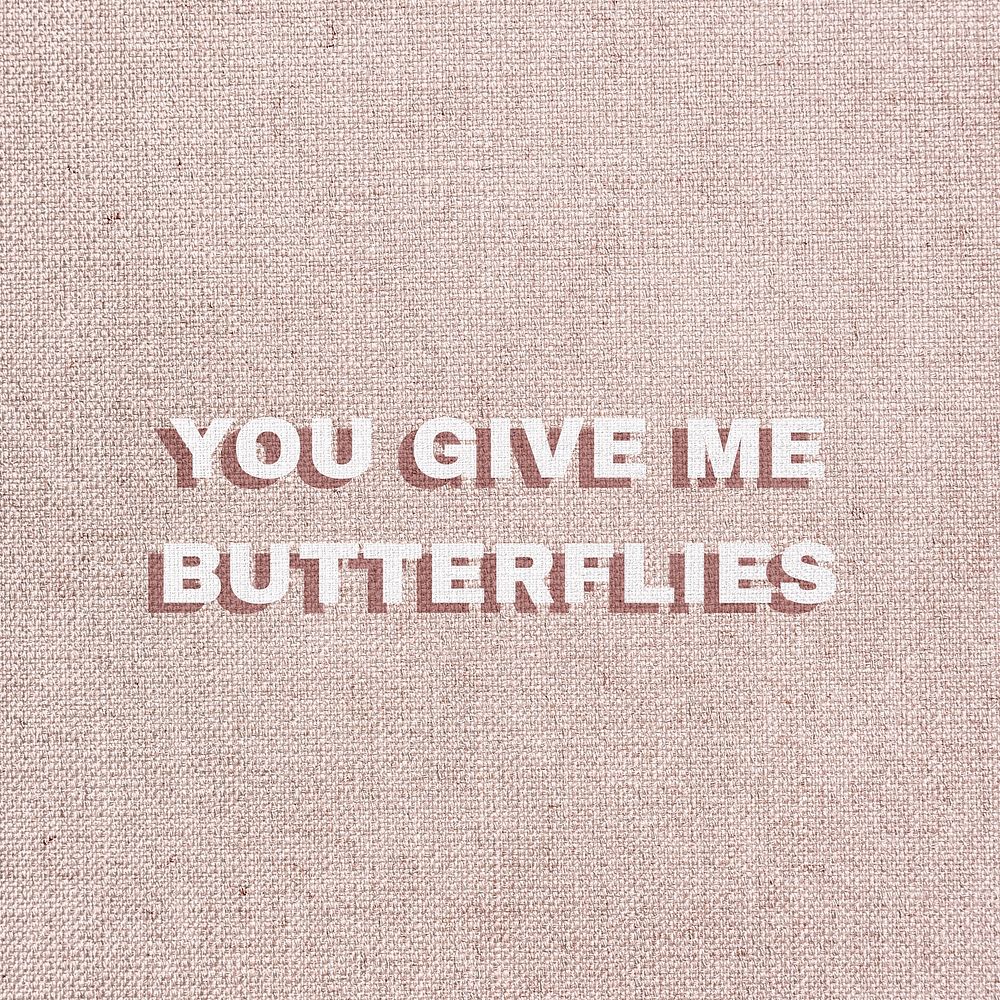 You give me butterflies typography love message