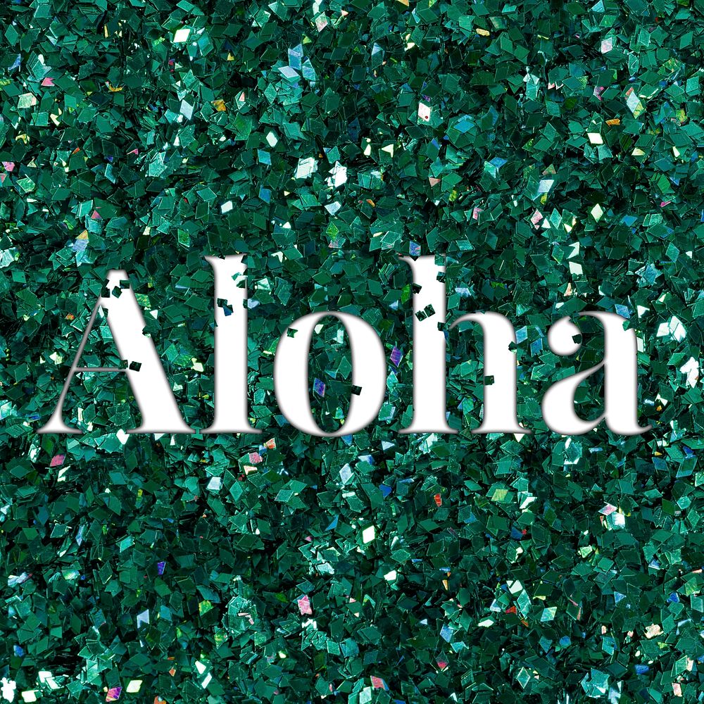 Aloha glittery greeting typography word