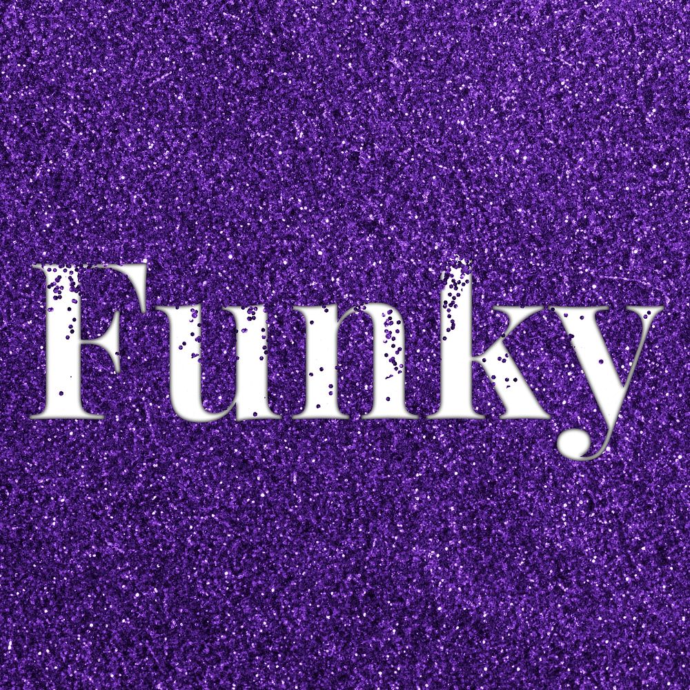 Glittery funky purple text typography word