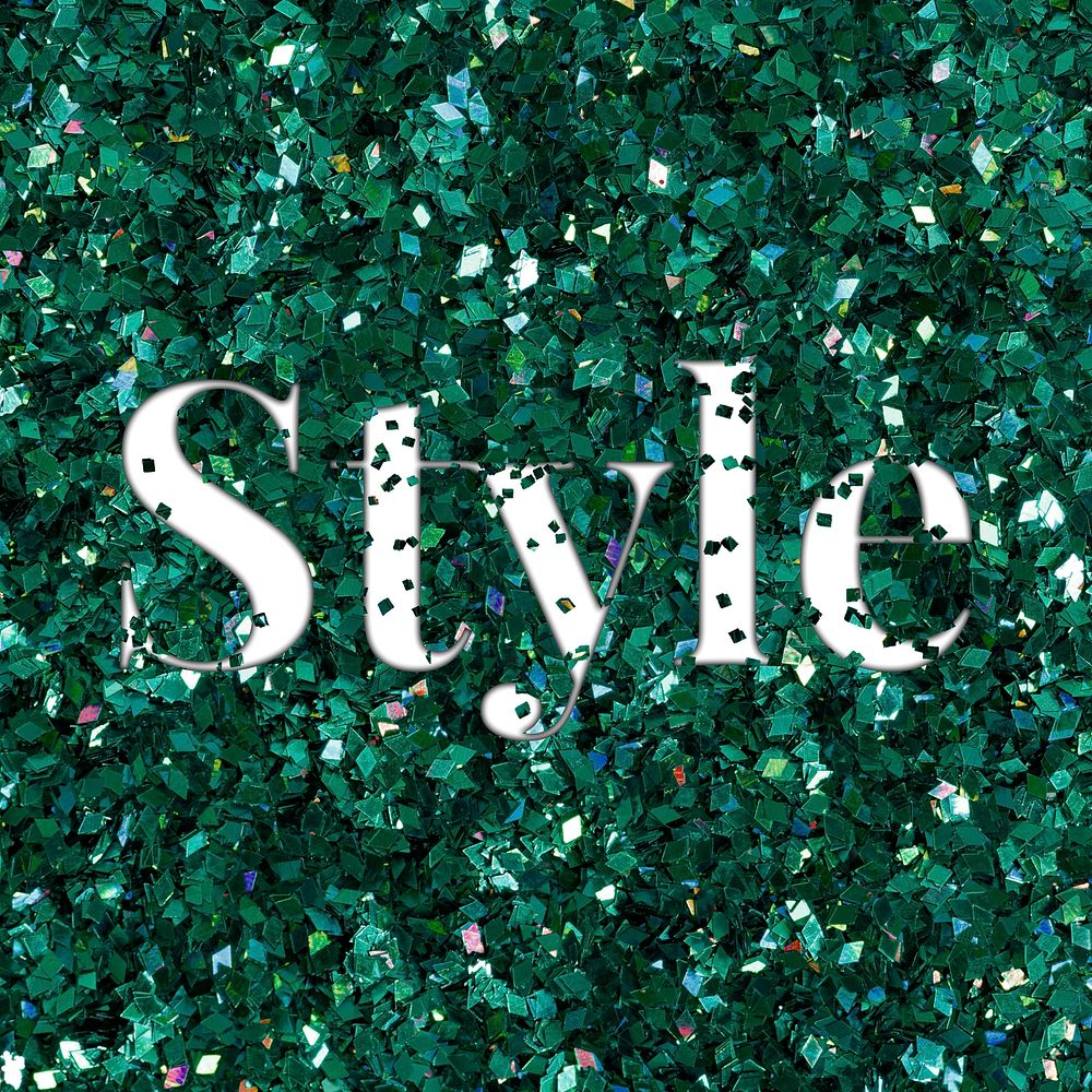 Style glittery green typography word