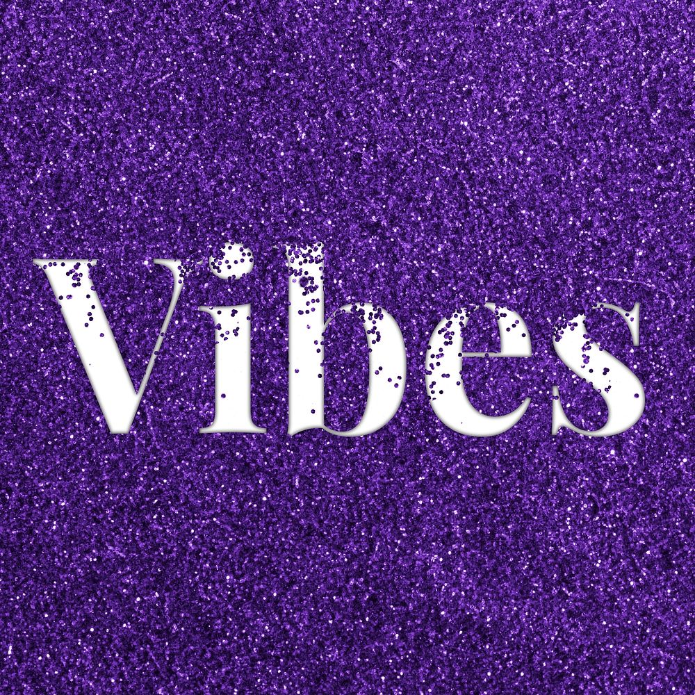 Vibes glittery typography purple word