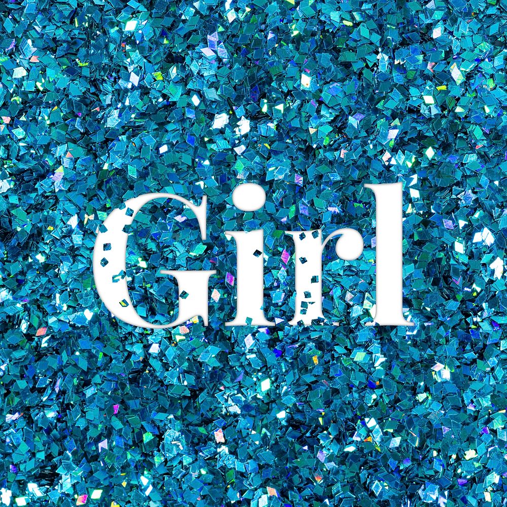 Glittery girl word typography text