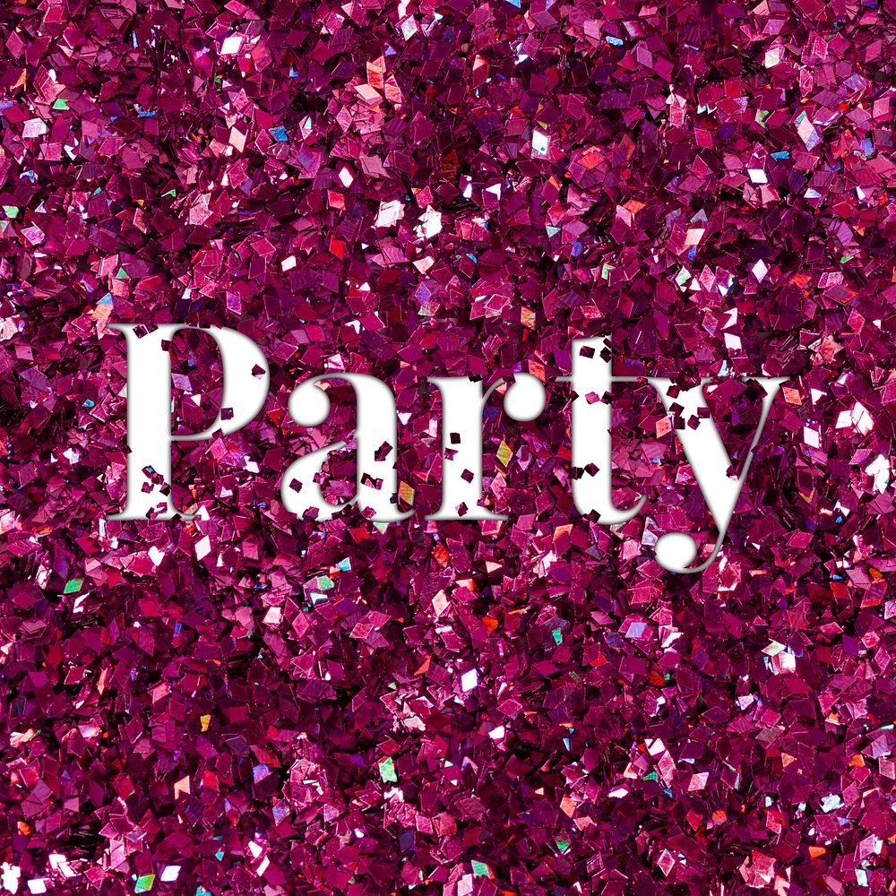 Glittery party pink message typography word