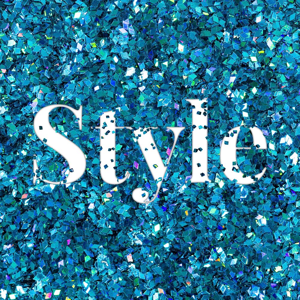 Style glittery blue typography word