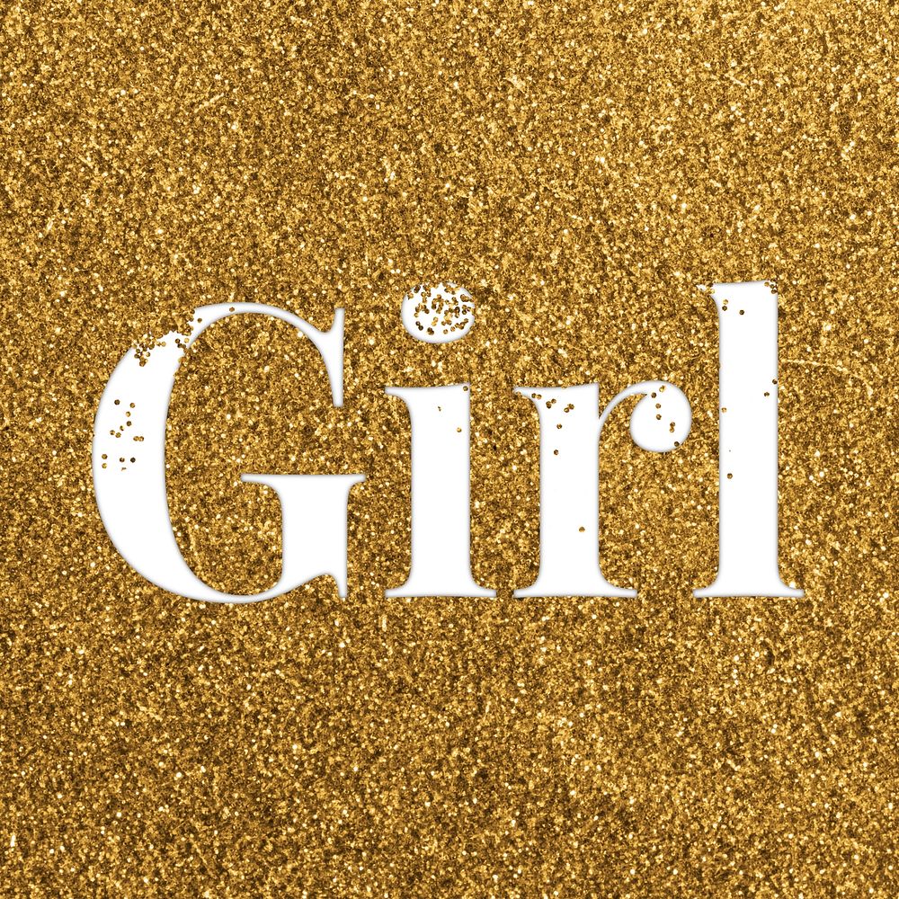 Girl glittery message typography word