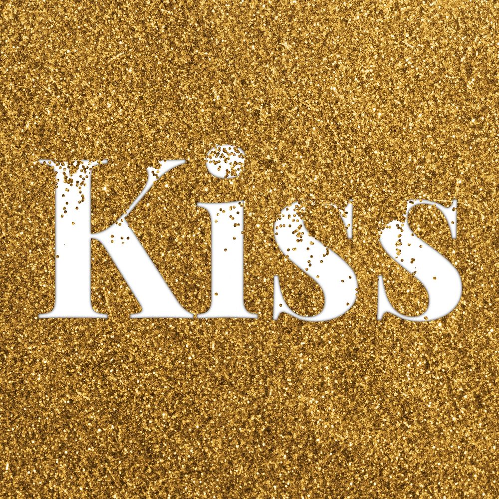 Glittery kiss word typography message