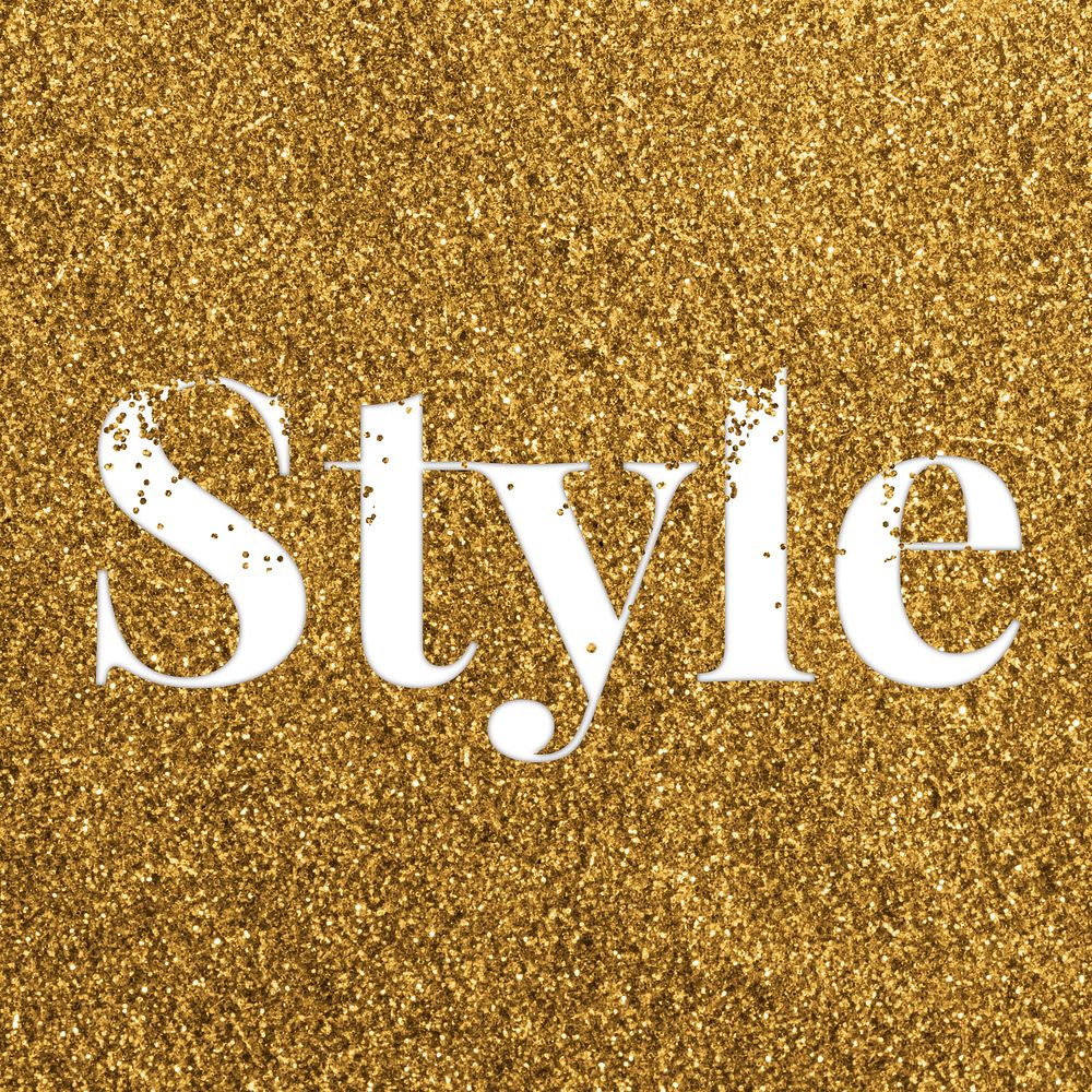 Style glittery gold typography word