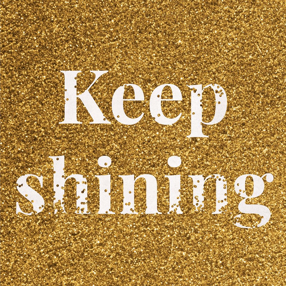 Psd glitter keep shining word text typography