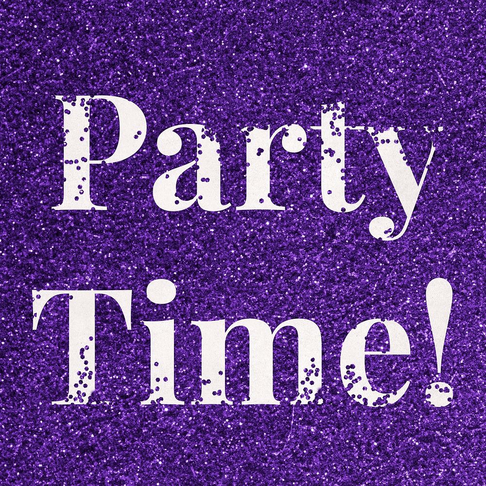 Party time glitter word psd text typography