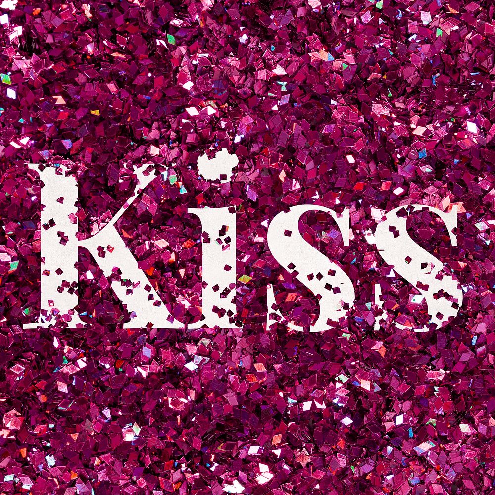 Psd kiss word glitter typography