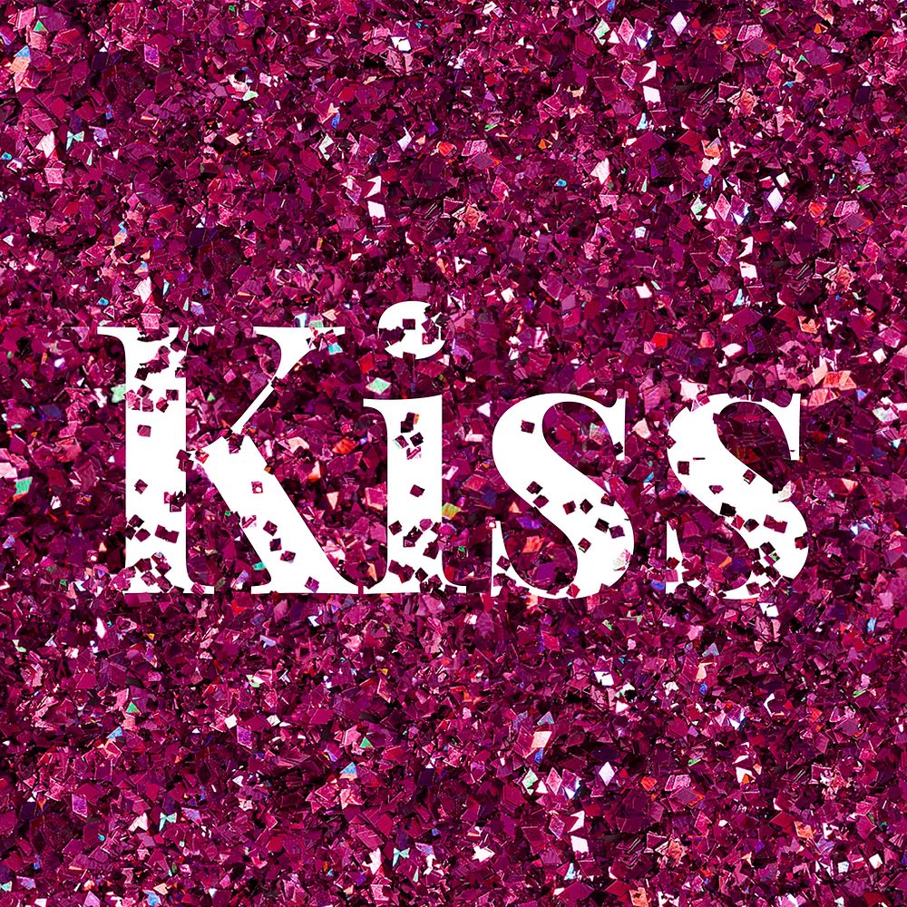 Vector kiss word glitter font typography 