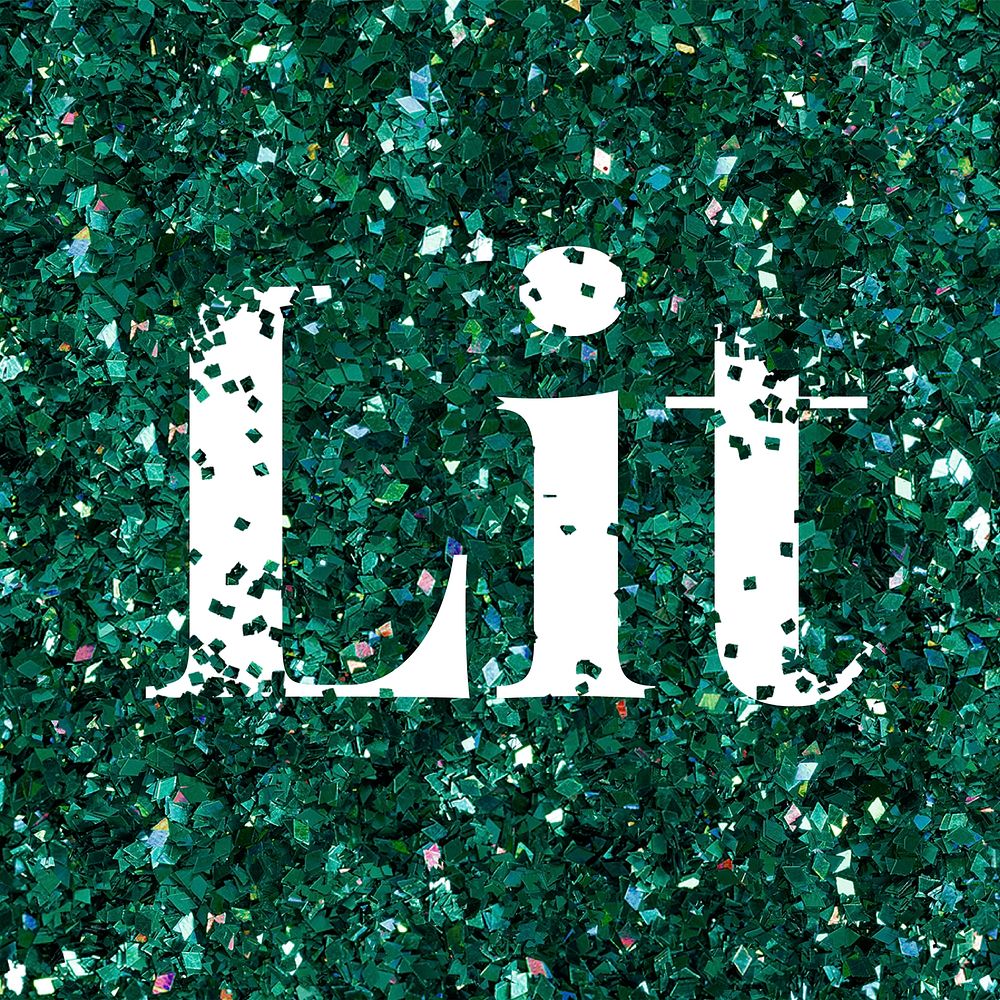 Vector lit glitter word text typography