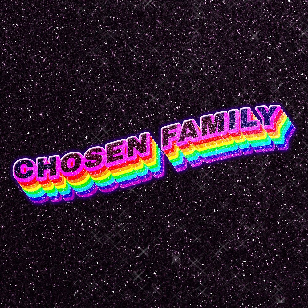 Chosen family rainbow text 3D 