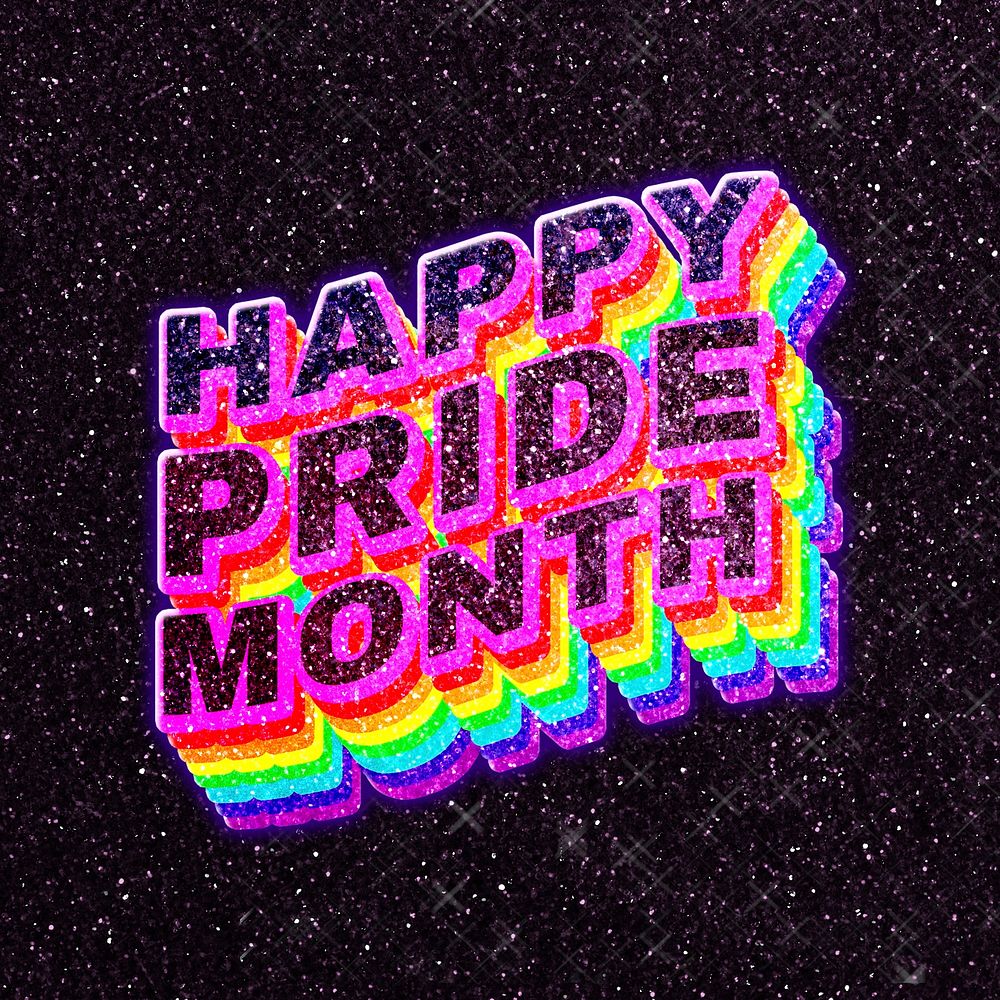 Happy pride month rainbow typography