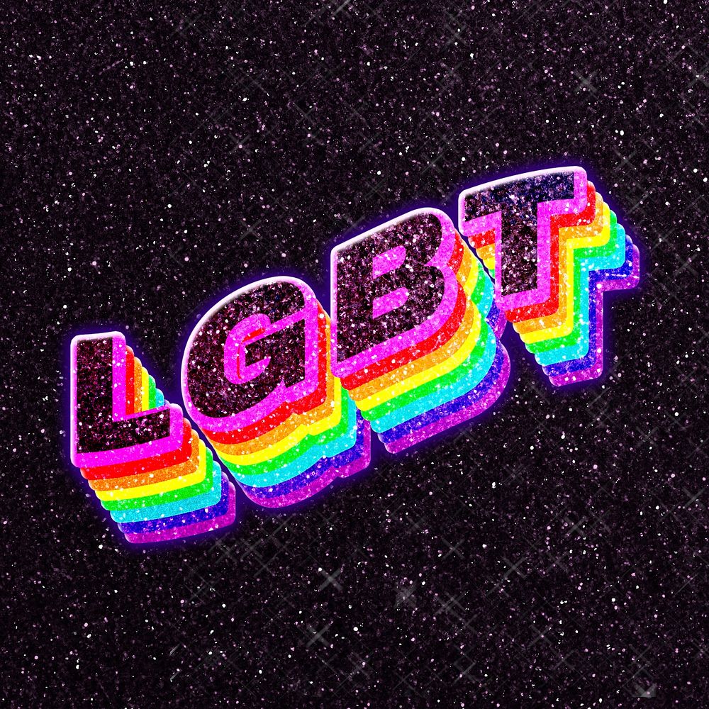 Lgbt 3d glitch rainbow lettering