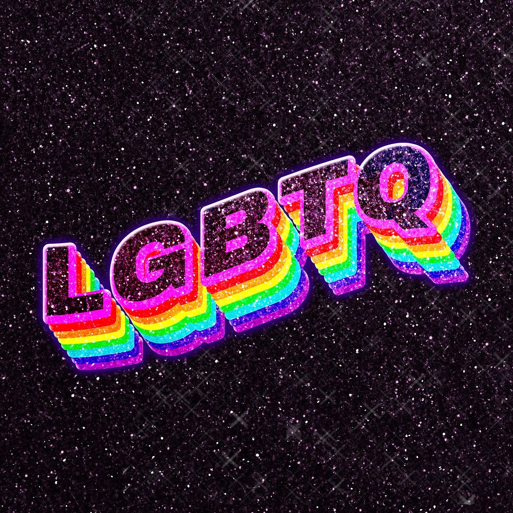 LGBTQ 3d rainbow typography word