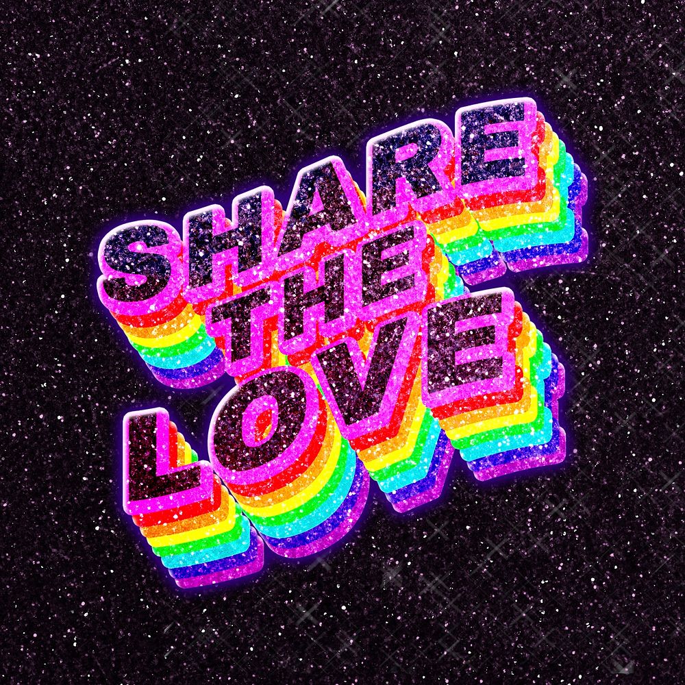 Share this love rainbow text 