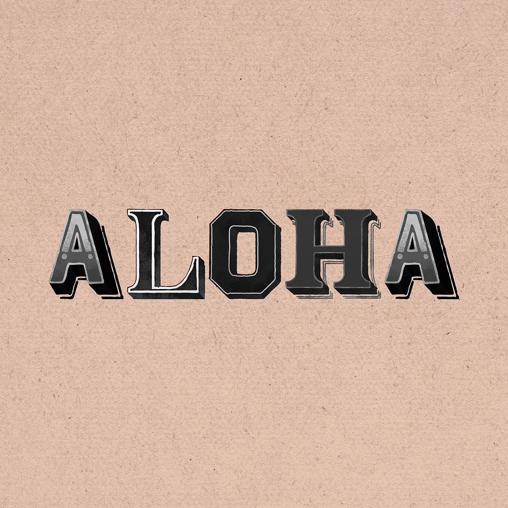 3D word aloha vintage typography