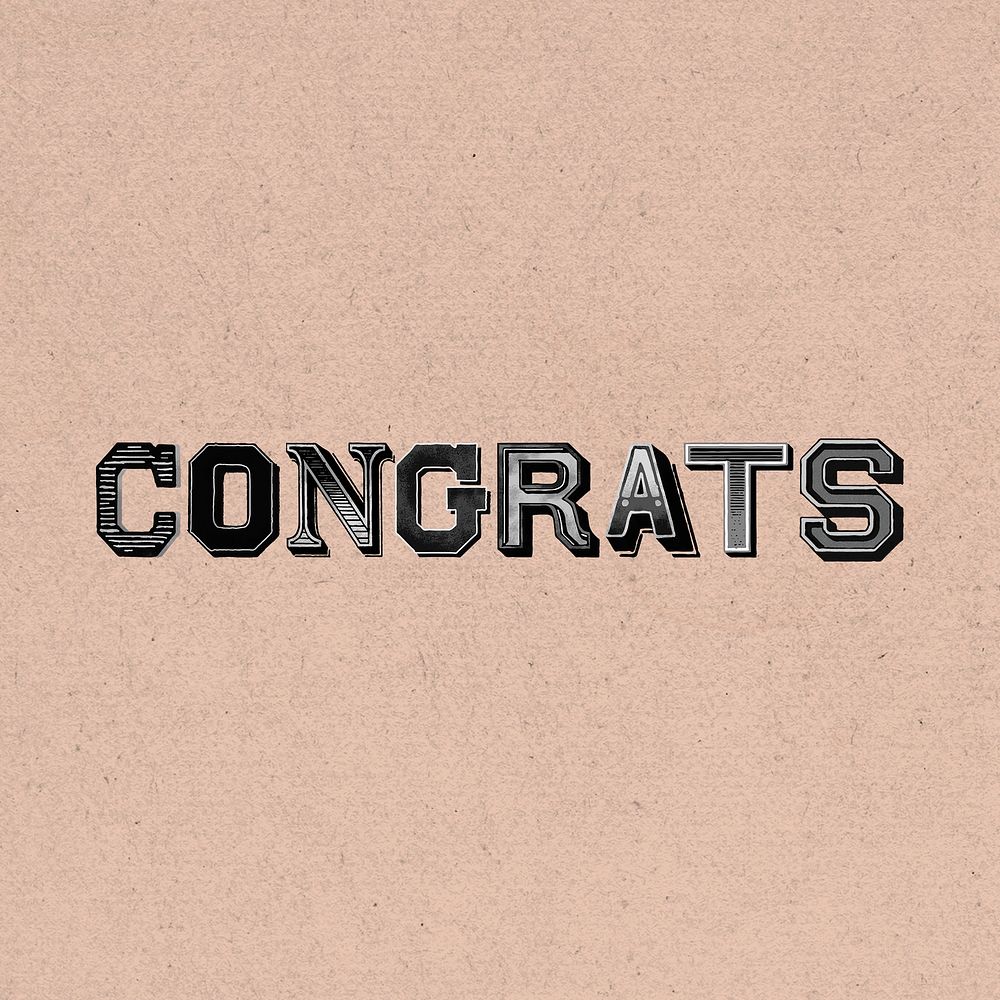 3D word congrats vintage typography
