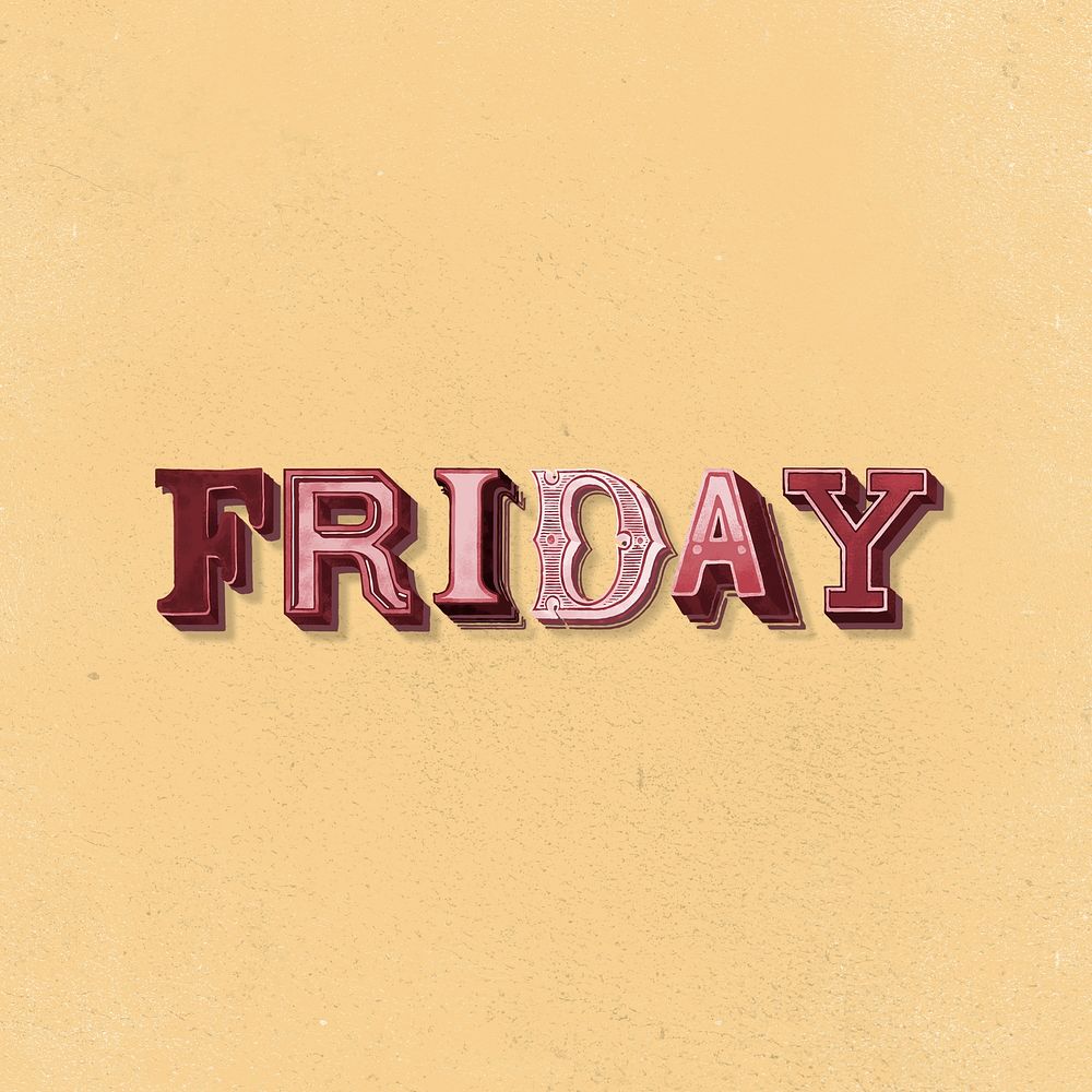 3D word friday vintage typography