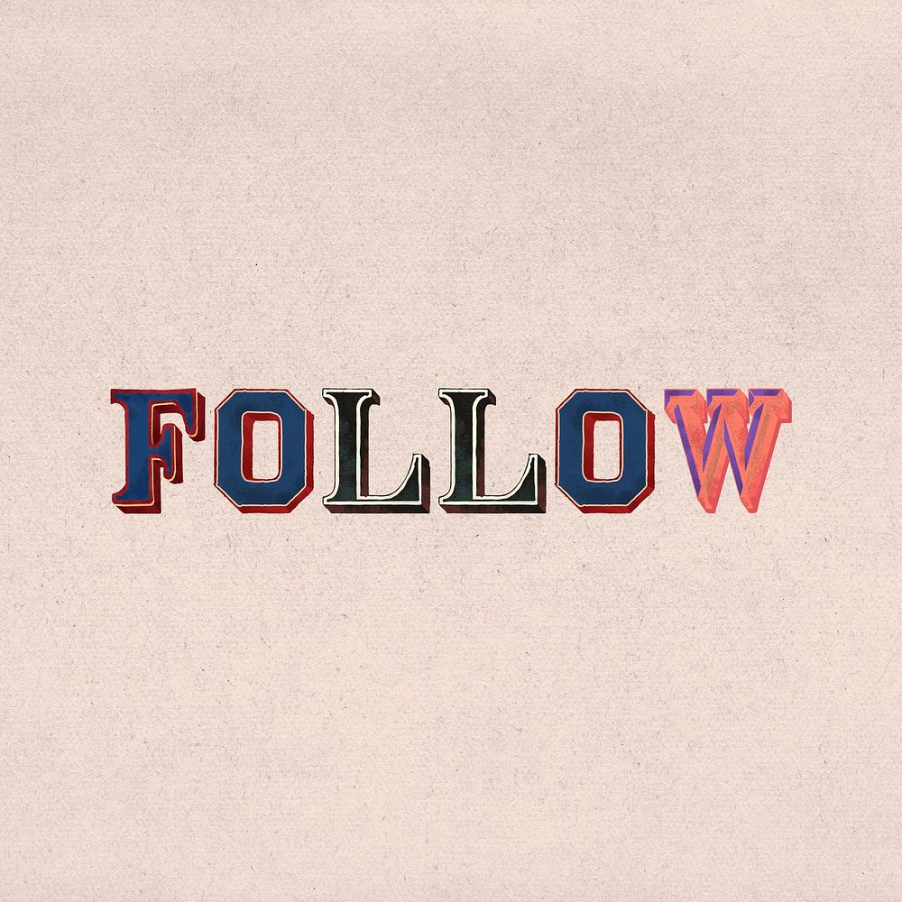 Follow word clipart vintage typography