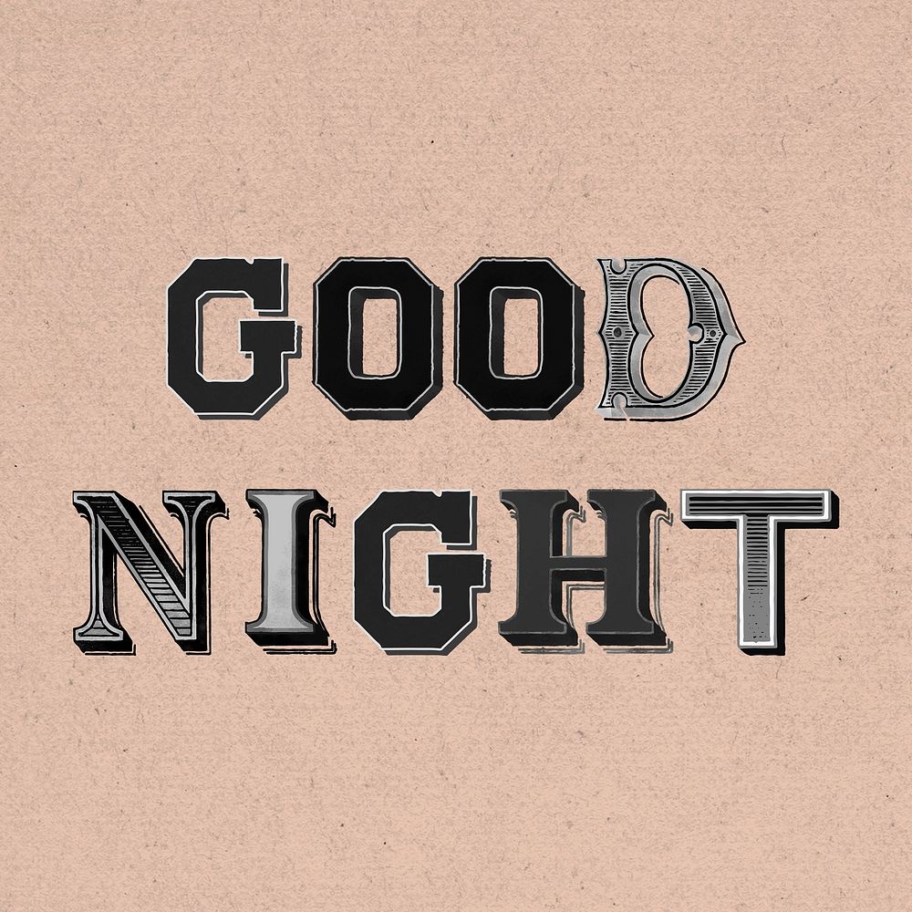 Good night clipart vintage typography