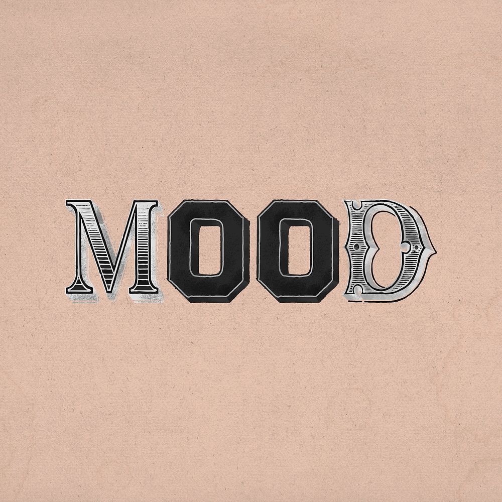 Mood retro text word design