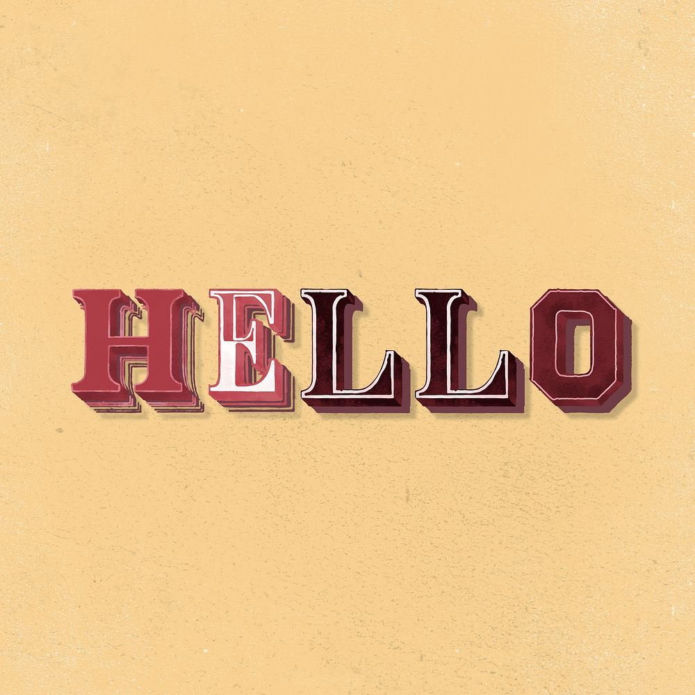3D shadowed vintage hello lettering