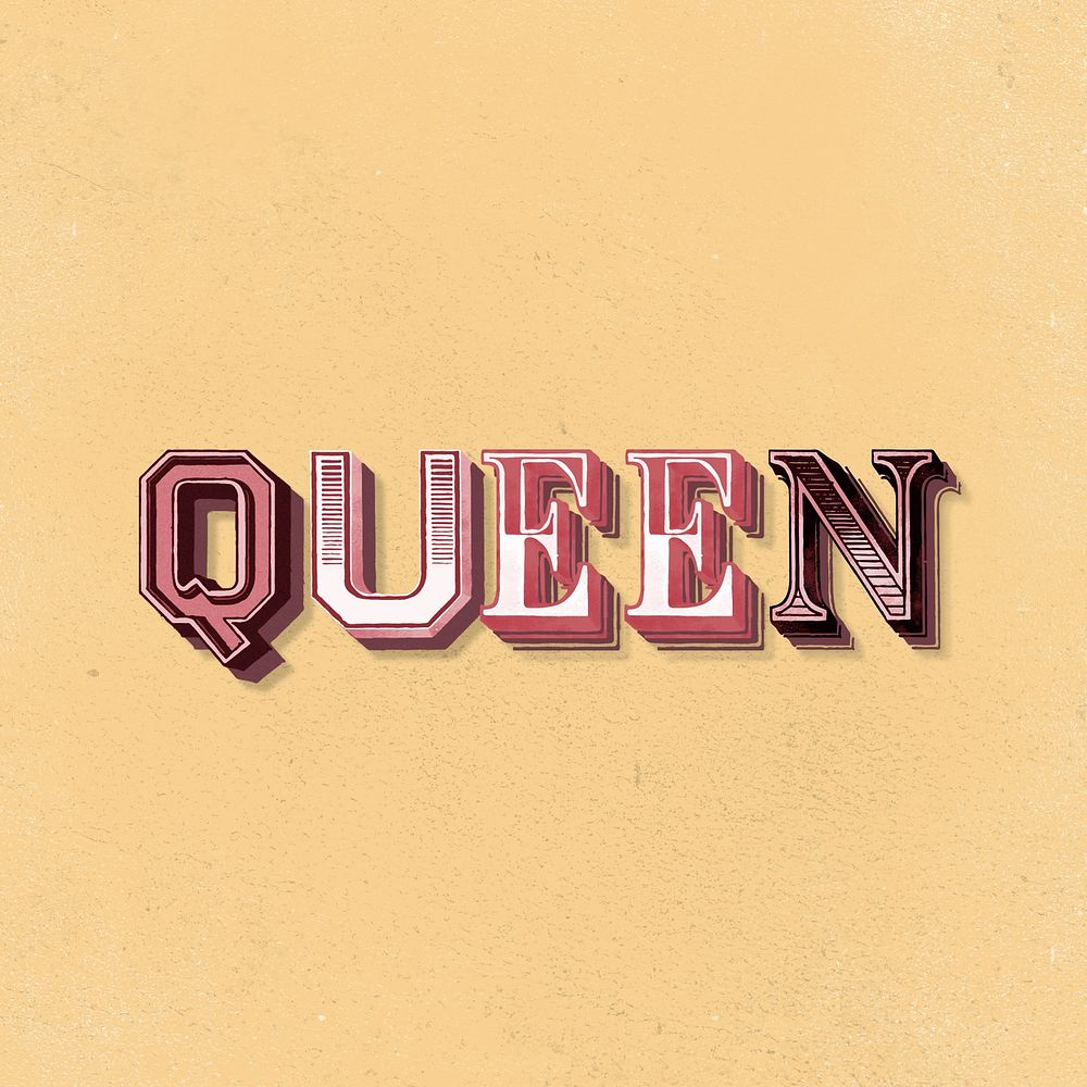 Queen word western vintage typography