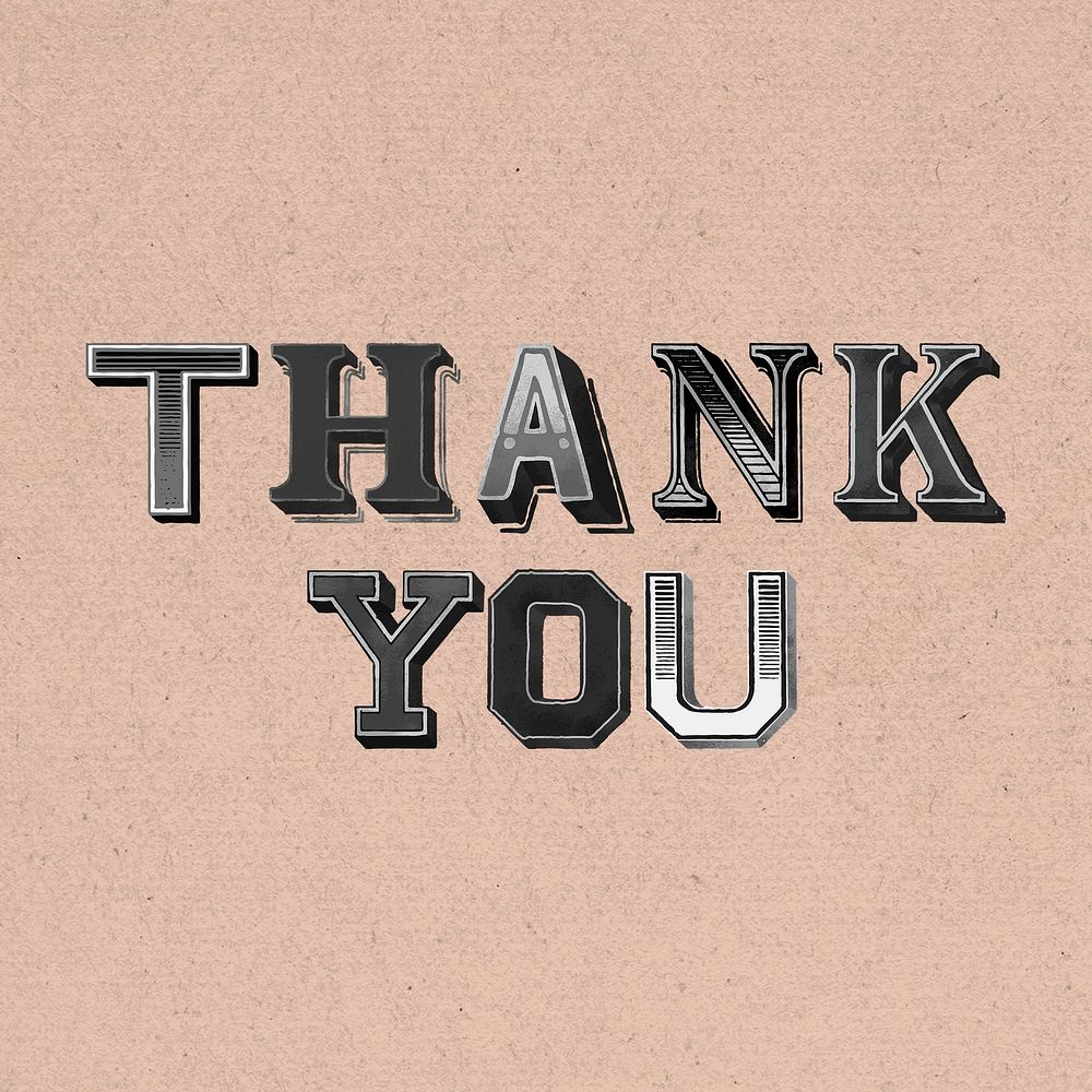 Thank you word vintage typography