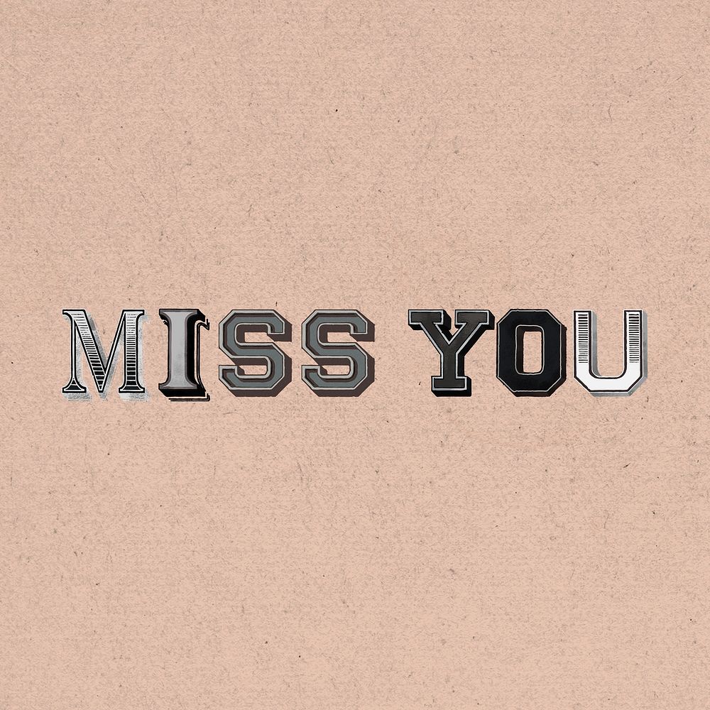Miss you text 3d graphic