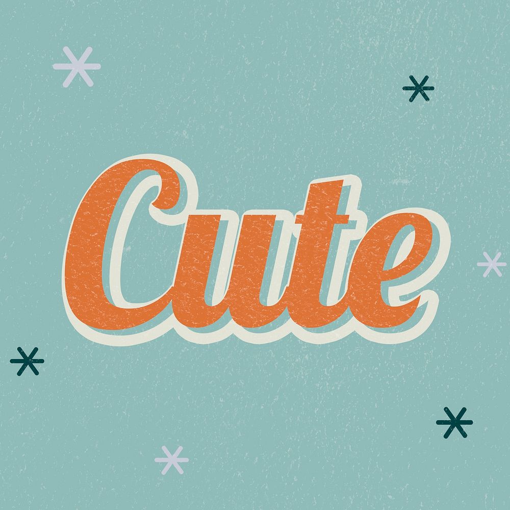Cute retro word typography on green background