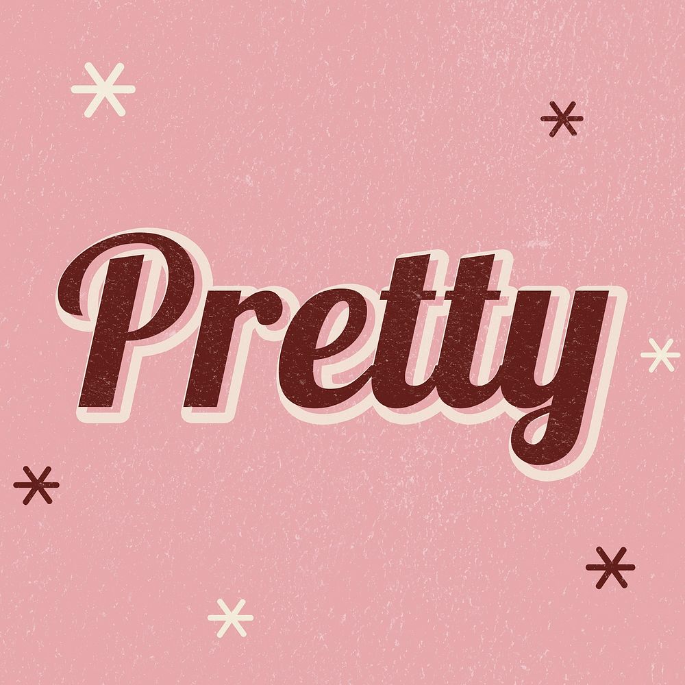 Pretty retro word typography on a pink background