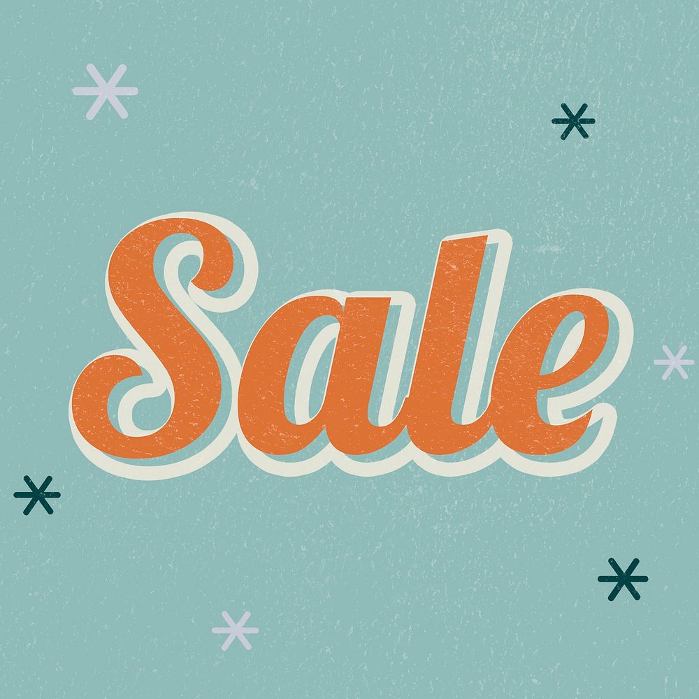 Sale retro word typography on a green background