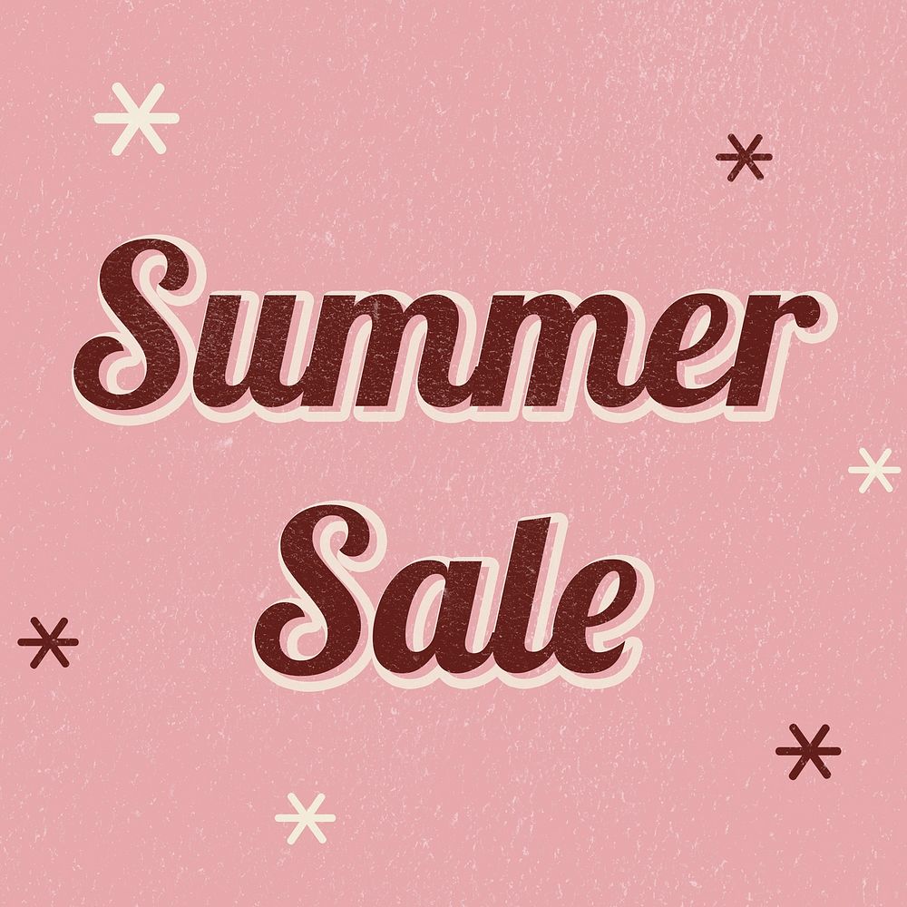 Summer sale retro word typography on a pink background