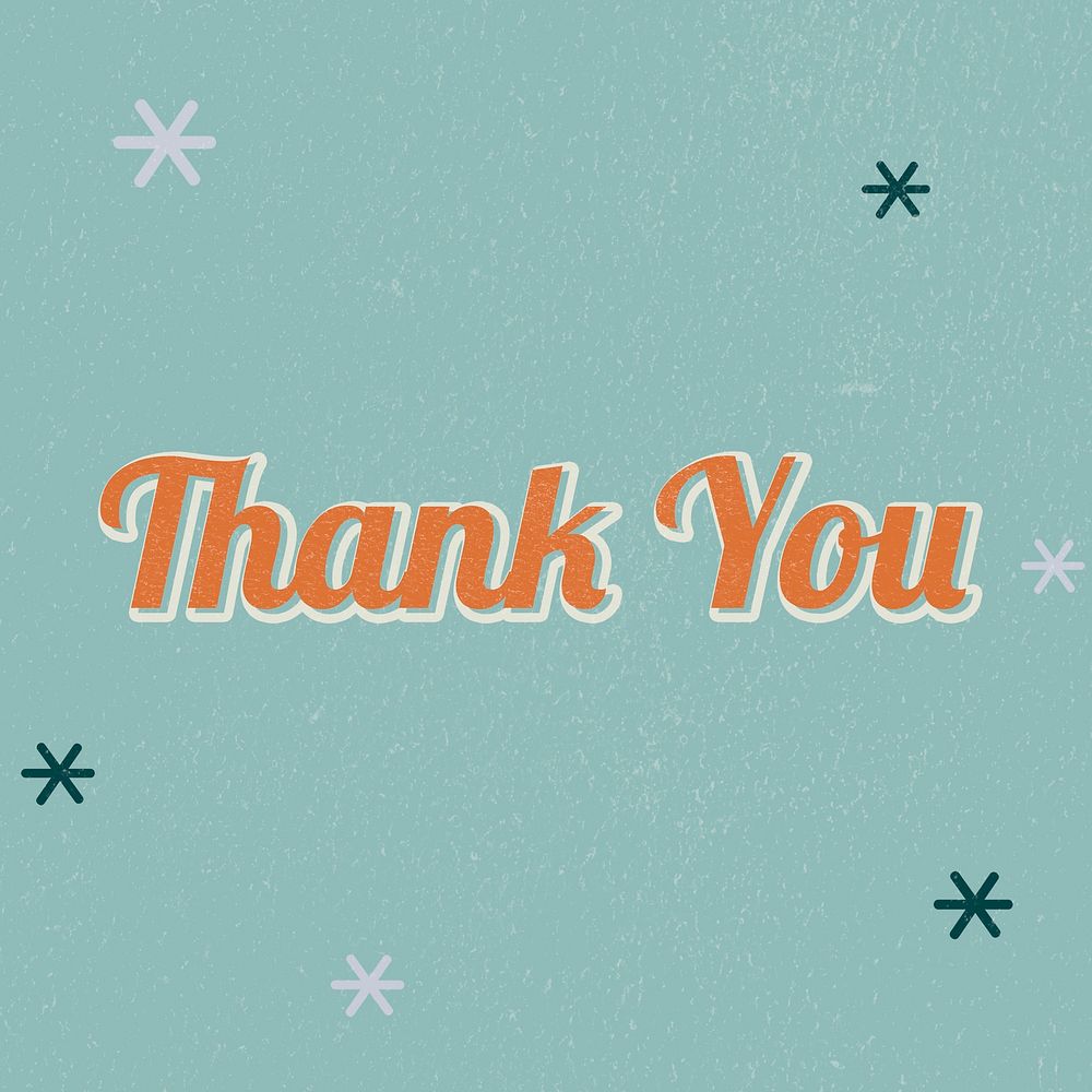Thank you retro word typography on green background