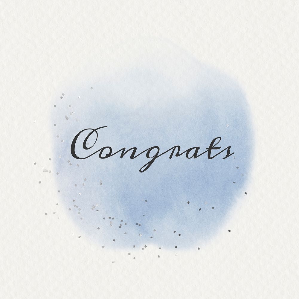 Congrats calligraphy on pastel blue