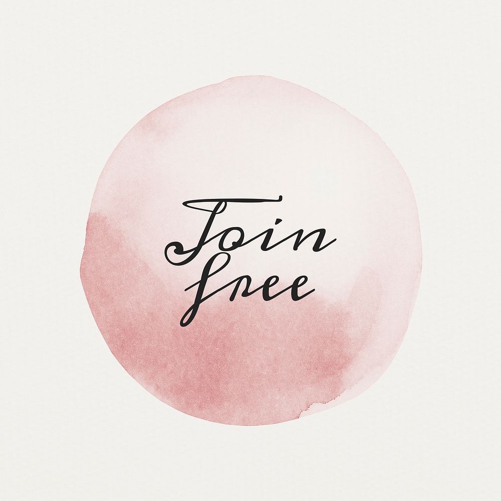 Join free calligraphy on pastel pink watercolor
