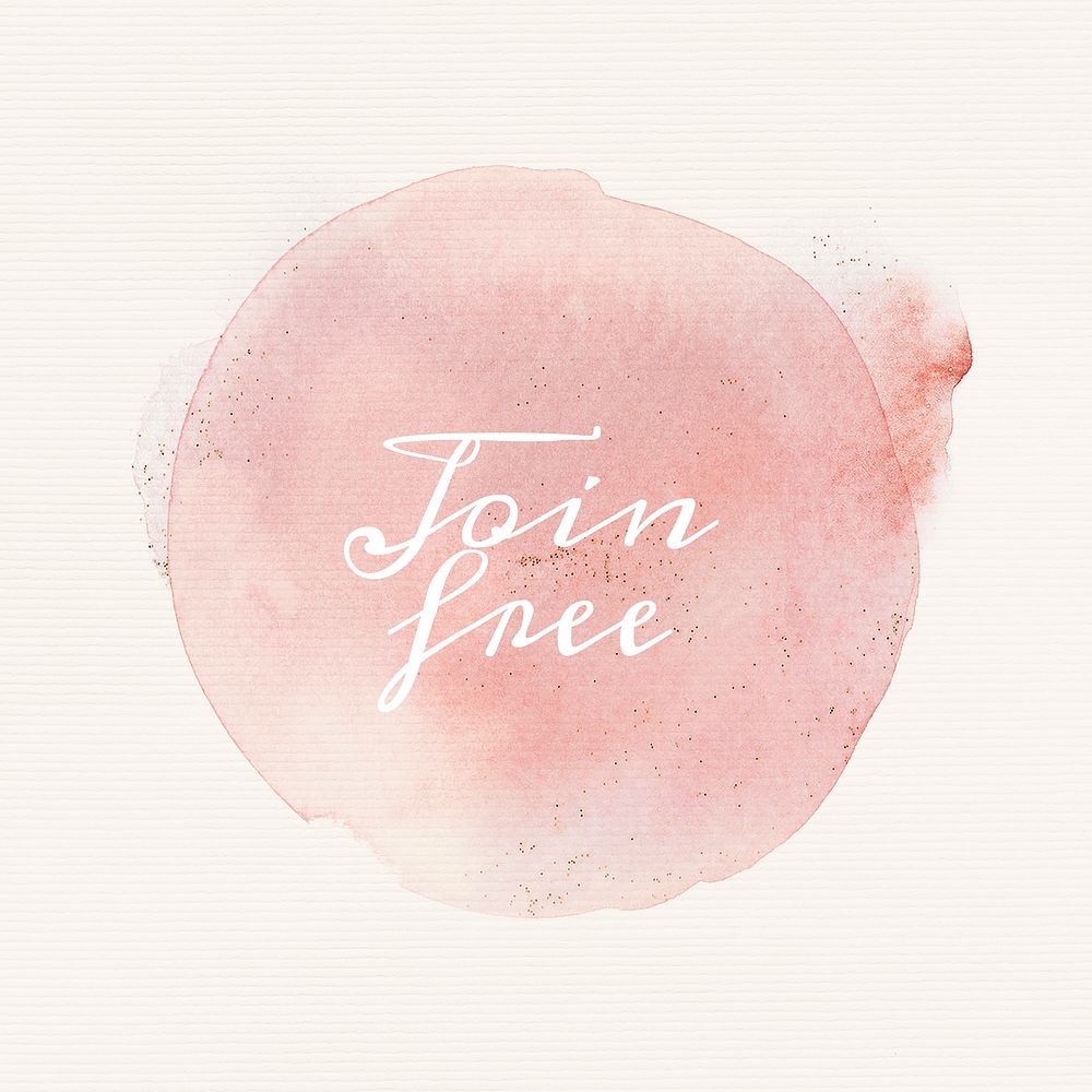Join free calligraphy on pastel pink watercolor